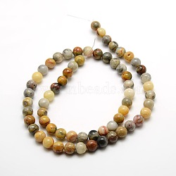 Round Natural Crazy Agate Beads Strands, 6mm, Hole: 1mm, about 63pcs/strand, 15.7 inch(G-P058B-01)