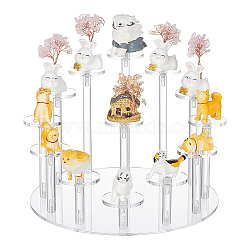 13-Tier Flat Round Acrylic Minifigures Organizer Display Risers, Assembled Action Figures/Doll Holder, Clear, Finish Product: 23x16cm(ODIS-WH0038-35)