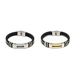 Unisex Casual Style PU Leather Cord Bracelets, with Stainless Steel Findings and Watch Band Clasps, Mixed Color, 220x13x7mm(BJEW-L373-03)