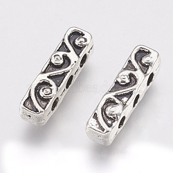Tibetan Style Alloy Spacer Bars, Rectangle, Cadmium Free & Lead Free, Antique Silver, 18x5x5mm, Hole: 2mm(X-TIBE-T011-169AS-LF)