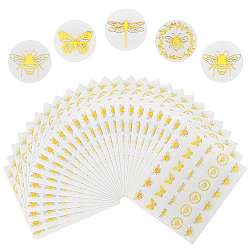 Round Dot Paper Sealing Stickers, Self-Adhesive Gift Decals for Packaging, Gold Color, Bees, 150x164x0.2mm, Sticker: 25mm, 30pcs/sheet(DIY-WH0349-137A)