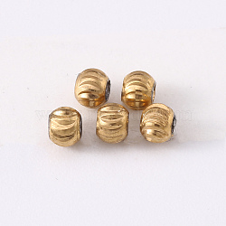 201 Stainless Steel Corrugated Beads, Round, Golden & Stainless Steel Color, 3x2.5mm, Hole: 1.2mm(X-STAS-S103-17A-G)