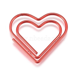 Heart Shape Iron Paperclips, Cute Paper Clips, Funny Bookmark Marking Clips, Red, 23x25x1mm(TOOL-L008-001A)