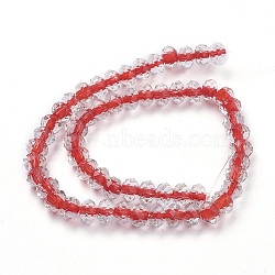 Handmade Lampwork Beads Strands, Faceted, Rondelle, FireBrick, 9~10x6~7mm, Hole: 0.8~3mm, about 57pcs/strand, 14.9 inch(38cm)(LAMP-F014-F04-A)