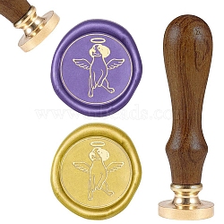 DIY Scrapbook, Brass Wax Seal Stamp and Wood Handle Sets, Dog Pattern, 83x22mm, Head: 7.5mm, Stamps: 25x14.5mm(AJEW-WH0131-002)