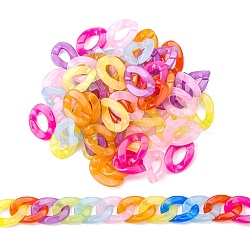 Imitation Jelly Acrylic Linking Rings, Quick Link Connectors, for Curb Chains Making, Twist, Mixed Color, 30x21x6mm, Inner Diameter: 16x8mm(OACR-S036-001B-E)