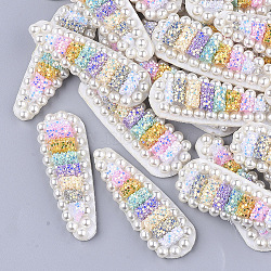 Non Woven Fabric Costume Accessories, with Plastic and Sequins/ Paillettes and ABS Plastic Imitation Pearl, Hair Findings Accessories, Teardrop, Colorful, 59~61x20.5~22x7~8mm(FIND-T063-001A)