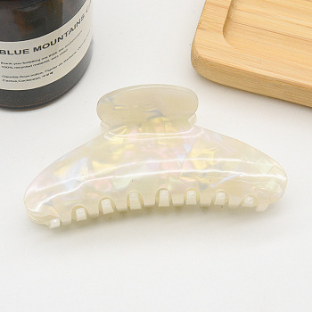 Large Cellulose Acetate(Resin) Hair Claw Clips, Tortoise Shell Non Slip Jaw Clamps for Girl Women, Floral White, 110mm