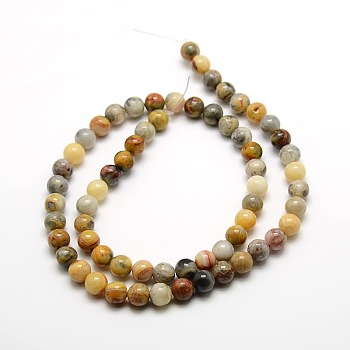 Round Natural Crazy Agate Beads Strands, 6mm, Hole: 1mm, about 63pcs/strand, 15.7 inch