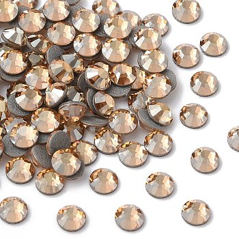 Preciosa&reg Crystal Hotfix Flatback Stones, Czech Crystal, Round(438 11 612 Chaton Rose VIVA 12 &reg), 00030 244 Golden Honey, SS16(3.8~4mm)