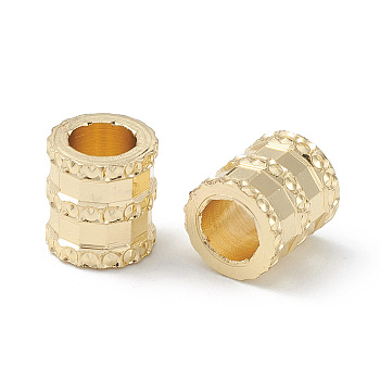 Rack Plating Brass Beads, Cadmium Free & Lead Free, Long-Lasting Plated, Column, Real 14K Gold Plated, 6x6.5mm, Hole: 3.5mm