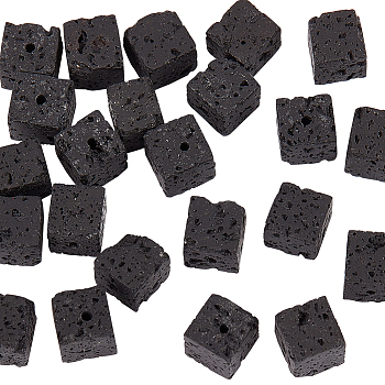 Natural Lava Rock Beads Starnds, Cube, 8x8x8mm, Hole: 1mm, about 45~48pcs/strand, 15.20''~15.35''(38.6~39cm)