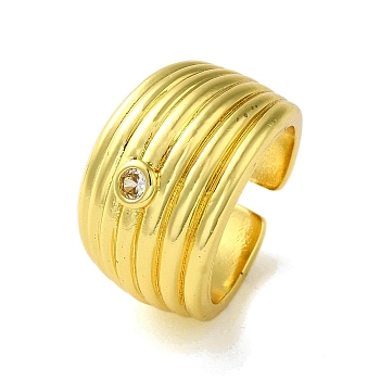 Brass with Cubic Zirconia Rings, Real 18K Gold Plated, Flat Round, Inner Diameter: 18mm