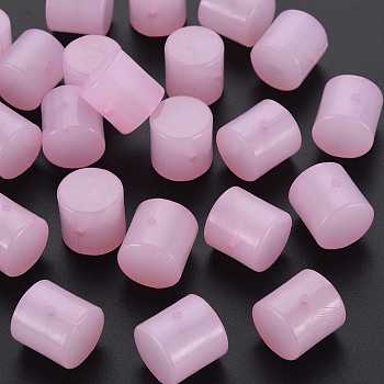 Imitation Jelly Acrylic Beads, Column, Pearl Pink, 14.5x14.5mm, Hole: 1.8mm, about 200pcs/500g