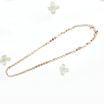 Brass Necklaces, Real Rose Gold Plated, 14.17 inch~16.14 inch(36~41cm), 4mm