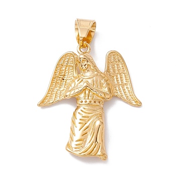304 Stainless Steel Pendant, Jesus with Wings, Golden, 90x34x6mm, Hole: 10x7mm