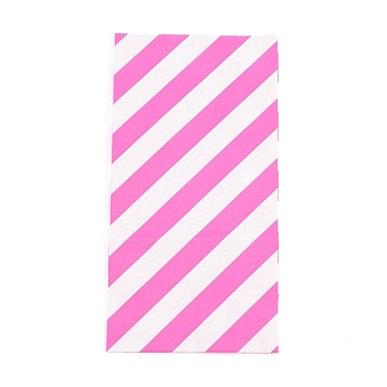 Kraft Paper Bags, No Handles, Storage Bags, White Stripe Pattern, Wedding Party Birthday Gift Bag, Deep Pink, 17.8x9x6.2cm