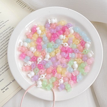 Opaque Acrylic Beads, Imitation Jelly, Candy, Mixed Color, 17x8.8x8.5mm, Hole: 2.5mm, 940pcs/500g