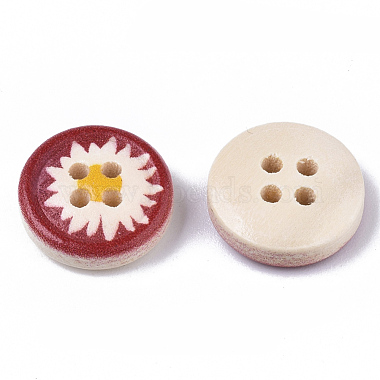 4-Hole Printed Natural Wood Buttons(WOOD-S055-11)-3