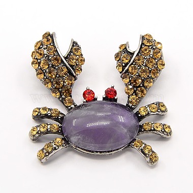 Antique Silver Lilac Crab Amethyst Pendants