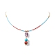 5шт 5 стильных натуральных и синтетических смешанных драгоценных камня овальные ожерелья с подвесками набор(NJEW-JN04123)-7