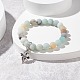 Natural Frosted Flower Amazonite Round Beaded Stretch Bracelet with Dragon Charm(BJEW-JB07596)-2