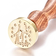 Brass Wax Seal Stamp, with Wooden Handle, for Post Decoration, DIY Card Making, Virgo, 90x26mm, Hole: 7mm(AJEW-EO44-B11)
