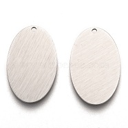 304 Stainless Steel Pendants, Stamping Blank Tag, Laser Cut, Double Side Drawbench Effect, Oval, Stainless Steel Color, 24.5x15x1mm, Hole: 1.5mm(STAS-O133-01E-P)