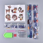 DIY Diamond Painting Stickers Kits For Kids, with Fox & Lion & Human Pattern Diamond Painting Stickers, Resin Rhinestones, Diamond Sticky Pen, Tray Plate and Glue Clay, Mixed Color, Box: 23x8x2.5cm(DIY-F051-17)