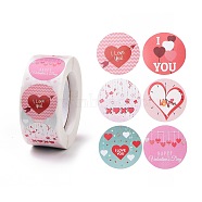 Valentine's Day Round Paper Stickers, Adhesive Labels Roll Stickers, Gift Tag, for Envelopes, Party, Presents Decoration, Mixed Patterns, 25x0.1mm, 500pcs/roll(X-DIY-I107-03A)