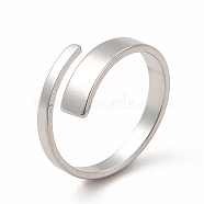 304 Stainless Steel Rectangle Open Cuff Ring for Women, Stainless Steel Color, US Size 6 1/4(16.7mm)(RJEW-B027-02P)