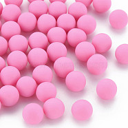 Opaque Acrylic Beads, Frosted, No Hole, Round, Hot Pink, 8mm, about 1600pcs/500g(MACR-S373-57-K02)