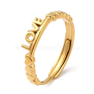 304 Stainless Steel Finger Rings, Adjustable Ring for Women, Golden, Word Love, 3~4.5mm, Inner Diameter: 18mm(AJEW-Z009-01A-G)