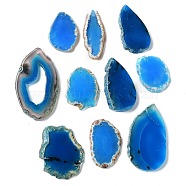 Dyed Mixed Shape Natural Agate Gemstone Big Pendants, Midnight Blue, 39~85x26~62x5~6mm, Hole: 2mm(G-R300-02)