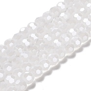 Electroplate Glass Beads Strands, Faceted(32 Facets), Pearl Luster Plated, Round, WhiteSmoke, 8mm, Hole: 1mm, about 66~69pcs/strand, 19.29~19.57 inch(49~49.7cm)(EGLA-A035-J8mm-A05)