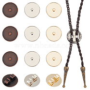 Elite 12Pcs 3 Styles Alloy Bolo Tie Slides Clasp Cabochon Settings, Blank Bolo Tie Slides Low Profile Accessories, Flat Round, Mixed Color, Tray: 21.5mm, 21.5~22.5mm, about 4pcs/style(FIND-PH0018-03)