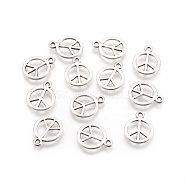 Tibetan Style Alloy Charms, Peace Sign, Antique Silver, Cadmium Free & Nickel Free & Lead Free, 15x12x1mm, Hole: 1.5mm(X-LF11179Y-NF)