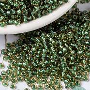 MIYUKI Round Rocailles Beads, Japanese Seed Beads, 8/0, (RR375) Sparkling Green Lined Light Topaz Luster, 3mm, Hole: 1.1mm, about 422~455pcs/10g(X-SEED-G008-RR0375)