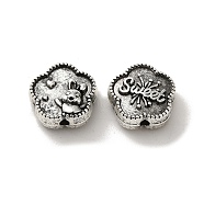 Tibetan Style Alloy Beads, Cadmium Free & Lead Free, Antique Silver, Flower, 13x13x5mm, Hole: 1.6mm, about 359pcs/1000g(PALLOY-P302-12C-AS)