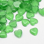 Cat Eye Cabochons, Heart, Medium Sea Green, 10x10x2.5mm(CE-J003-10x10mm-02)