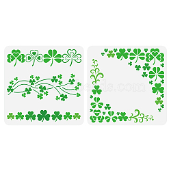 2Pcs 2 Styles PET Hollow Out Drawing Painting Stencils, for DIY Scrapbook, Photo Album, Clover, 300x300mm, 1pc/style(DIY-WH0394-0185)