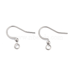 316 Surgical Stainless Steel Earring Hooks, Ear Wire, with Horizontal Loop, Stainless Steel Color, 16x2mm, Hole: 2mm, Pin: 18x0.5mm(STAS-P220-13P)