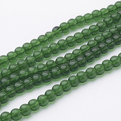 Glass Beads Strands, Round, Green, about 6mm in diameter, hole: 1mm, about 50pcs/strand, 13 inch(X-GR6mm18Y)