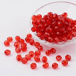 Transparent Acrylic Beads, Faceted, Round, Orange Red, 8mm, Hole: 1.5mm, about 1800pcs/500g(DB8mmC-22)