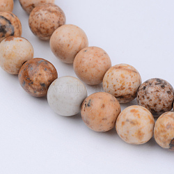 Natural Picture Jasper Beads Strands, Round, 10~10.5mm, Hole: 1.2mm, about 36pcs/strand, 15.5 inch(G-Q462-10mm-35)