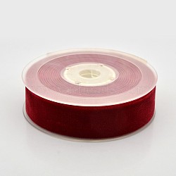 Polyester Velvet Ribbon for Gift Packing and Festival Decoration, Dark Red, 1 inch(26mm), about 25yards/roll(22.86m/roll)(SRIB-M001-26mm-260)