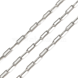304 Stainless Steel Chains, Paperclip Chains, Soldered, with Spool, Stainless Steel Color, 3.2x1x0.3mm(CHS-E031-01C-P)