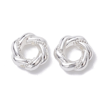 Alloy Link Ring, Long-Lasting Plated, Ring, Silver, 11x11.5x3.5mm, Hole: 1.2mm