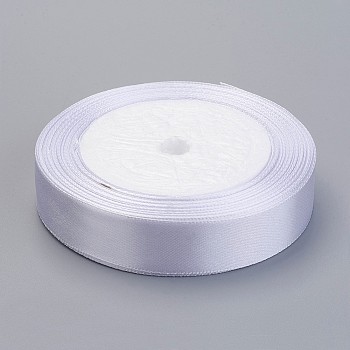 Valentine's Day Presents Boxes Packages Single Face Satin Ribbon, Polyester Ribbon, White, Size: about 5/8 inch(16mm) wide, 25 yards/roll, 250yards/group(228.6m/group), 10rolls/group