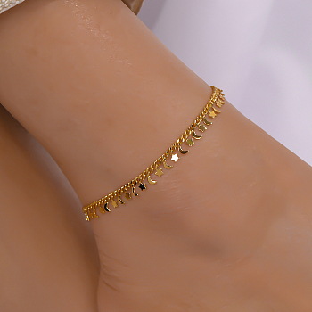 Beach Style Brass Star and Moon Anklets, Adjustable Anklets, Real 18K Gold Plated